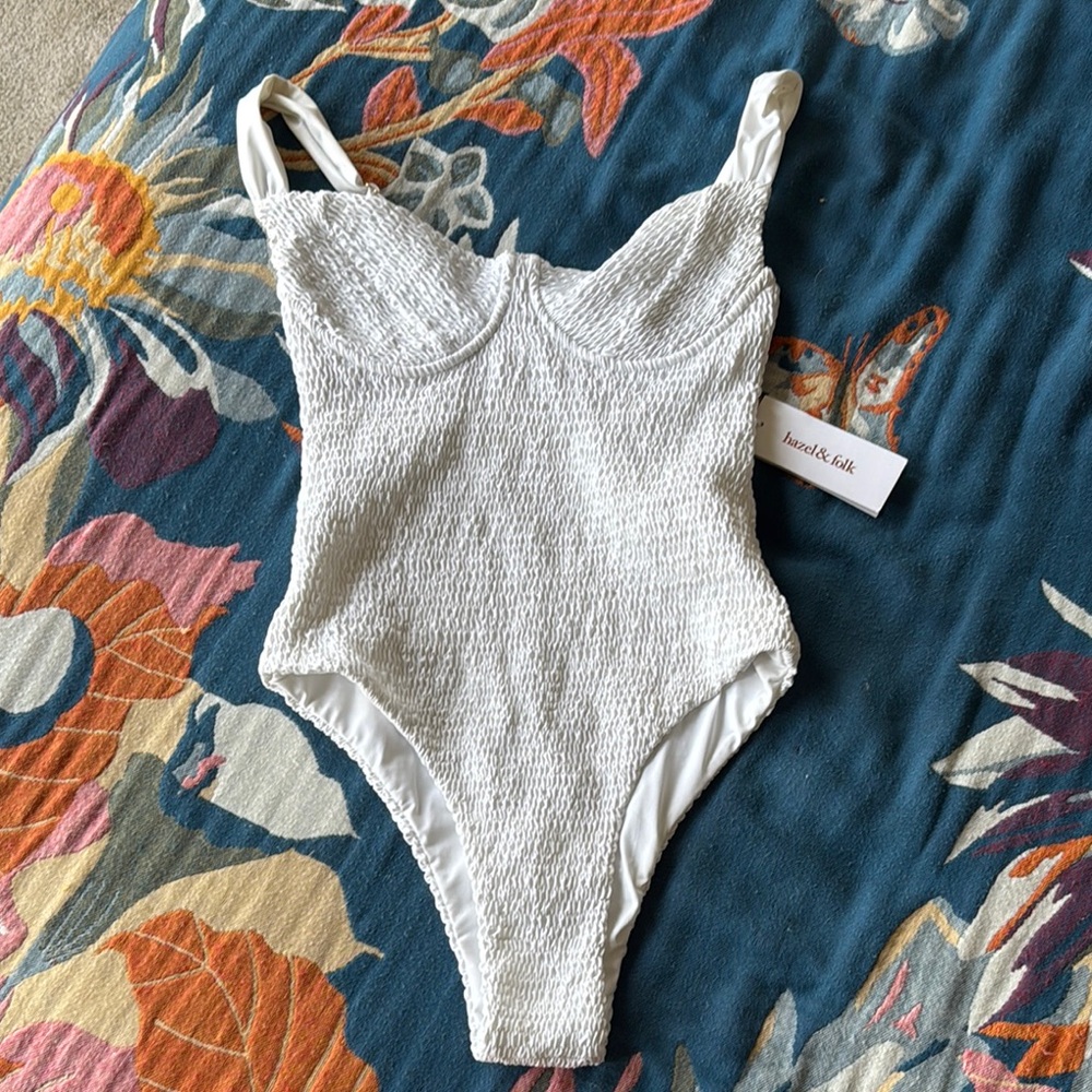 Hazel & Folk one piece swimsuit, the Lente NEW with tags in white
